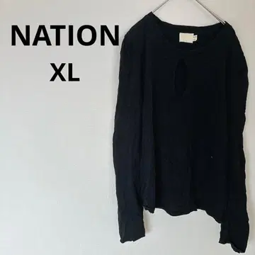 선착순 NATION [ XL ] 블랙 긴팔 상의 심플한 멋쟁이