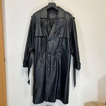 Hammer 카우 가죽 트렌치코트 y2k 90s 빈티지