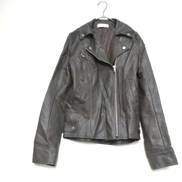 serect moca M 짙은 갈색 더블 라이더 자켓 인조 가죽