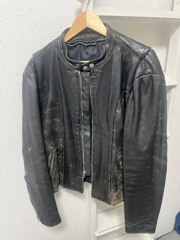 [빈티지] 천연 가죽 싱글 라이더 가죽 자켓 M