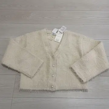 택 포함 새상품 펄 버튼 아이보리 가디건 L