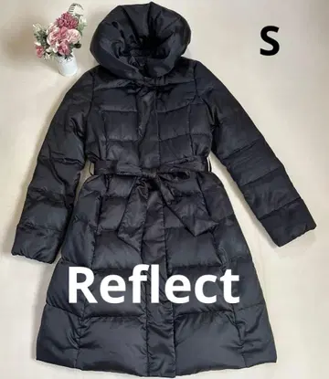 Reflect 롱 다운 자켓 A라인 블랙 S 여배우 옷깃 허리 벨트