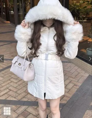 GRL 벨트 포함 퍼 다운 코트 [kd13] 아이보리
