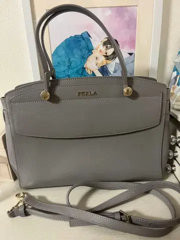 FURLA 그레이 핸드백 숄더 스트랩 포함