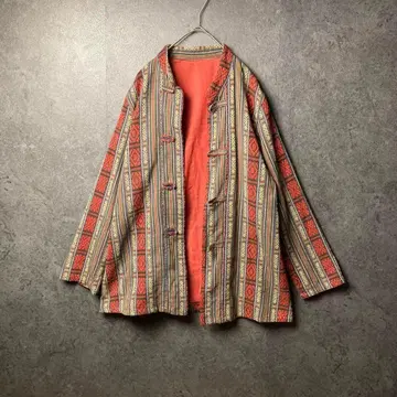 빈티지 셔츠 자켓 올 패턴 바틱 패턴 버튼 레트로