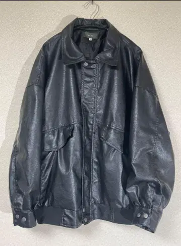 CLEL 블랙 가죽풍 자켓 M