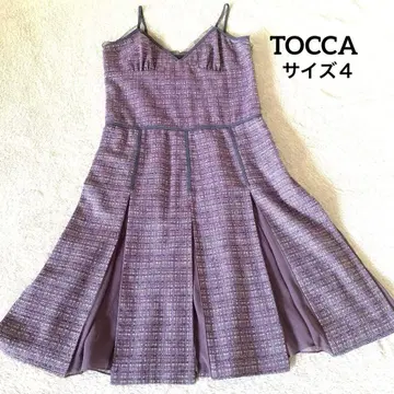 [레어] TOCCA 트위드 원피스 박스 플리츠 쉬폰 레이스