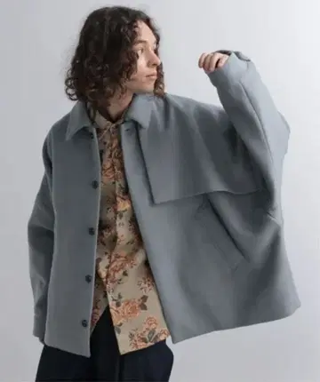 하레 울 플러시 블루종 하레 그레이 코트 아우터 블루종