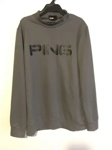 핑 PING 빅 로고 흡한속건 긴팔 모크넥 셔츠 그레이 사이즈 M