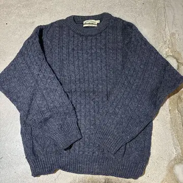 Aran Crafts 네이비 케이블 니트 S 구제 의류