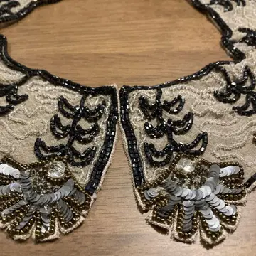 레어 앤티크 꽃무늬 자수 탈부착 카라 비즈 장식 포함