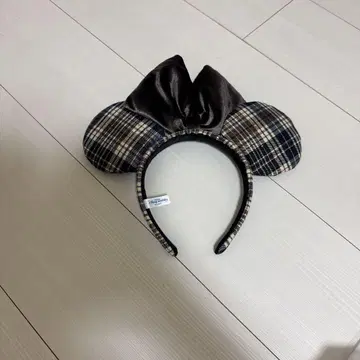 미니 마우스풍 체크 무늬 머리띠