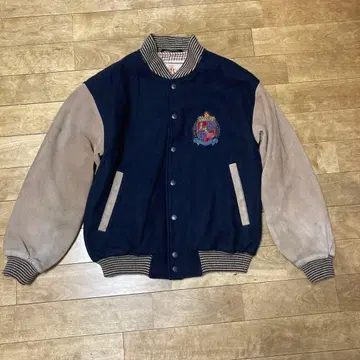 BARACUTA 바시티 자켓 38 사이즈 네이비 x 브라운