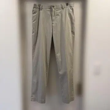 베이지 코튼 혼방 슬랙스