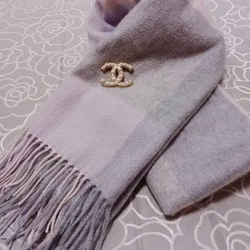 체크 무늬 스톨 그레이 퍼플 컨디션 최상 feliceregalo