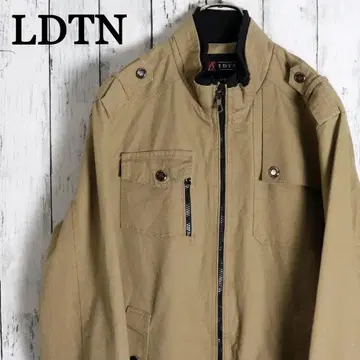 LDTN 리브 옷깃 스탠드 카라 밀리터리풍 바이컬러 집업 블루종