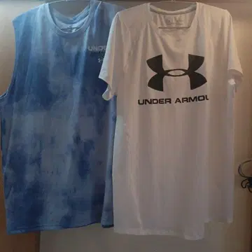 UNDER ARMOUR 화이트T셔츠와 블루 탱크탑 세트