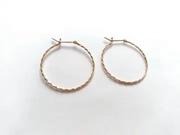 agete k10 YG 트위스트 후프 귀걸이 3cm