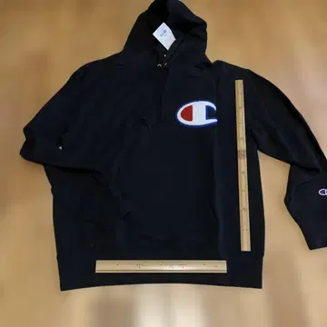 Champion 블랙 후드티 후드 부착