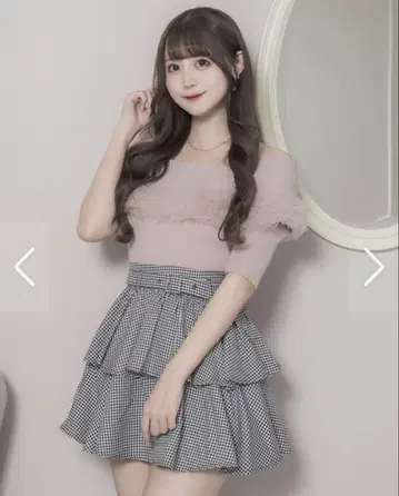 pium 튤 프릴 오프숄더 니트탑