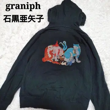 graniph 이시쿠로 아야코 콜라보 후드티 요괴 백 프린트 자수 M