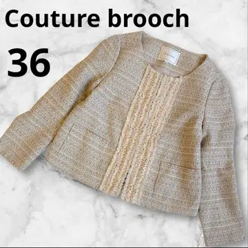 Couture brooch 트위드 노카라 자켓 아우터 S 포멀에도