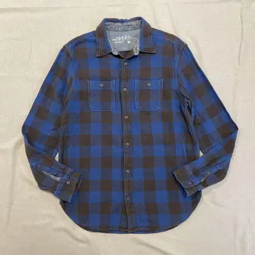 GAP 헤비 코튼 플란넬 셔츠 M 사이즈 블루 페이드 grunge