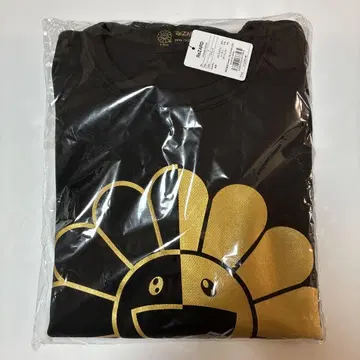 히카루 무라카미 다카시 콜라보 블랙 골드 꽃 디자인 티셔츠