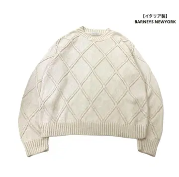 BARNEYS NEWYORK 코튼 니트 스웨터 아가일 L 상당