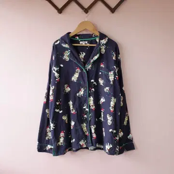 Vintage Christmas Dog Print Pajama Shirt