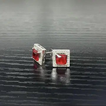 SILVER925 실버 귀걸이 빨간색 양쪽 귀