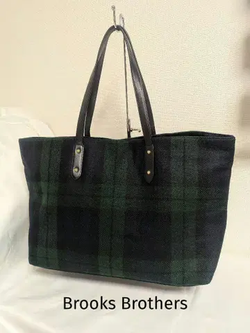 새상품급 Brooks Brothers 울 타탄 토트백