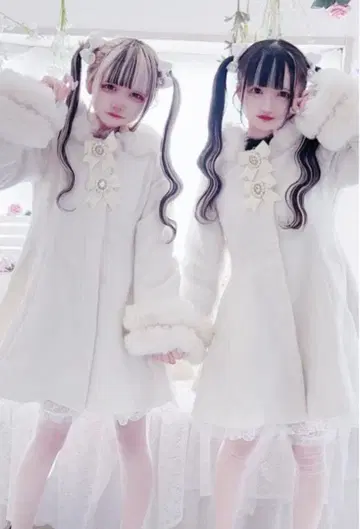 MARS 비쥬 리본 롱 코트 후드 부착