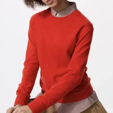 새상품 UNIQLO 유니클로 캐시미어 크루넥 스웨터 빨간색 레드