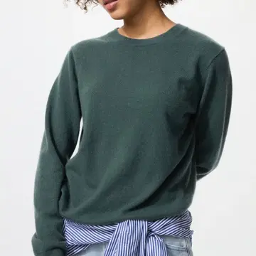 새상품 UNIQLO 유니클로 캐시미어 크루넥 스웨터 올리브 그린