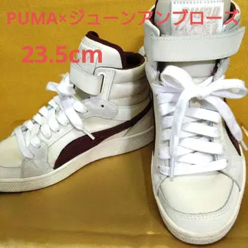 PUMA/엄브로 콜라보 화이트/버건디 가죽 신발