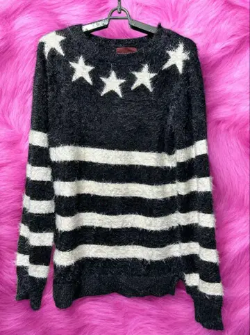 danke schon 샤기 니트 보더 별 y2k