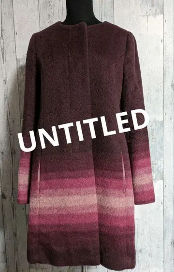 일본제 UNTITLED 큐프라 모 혼방 노카라 둥근 카라 롱 코트 3