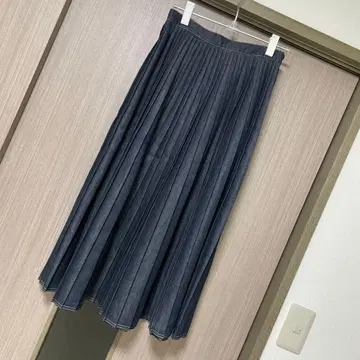 아나이 데님 롱 스커트 플리츠