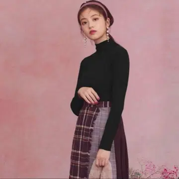 [ GRL ] 그레일 하이넥 리브 니트탑 슬림 스웨터 블랙 M