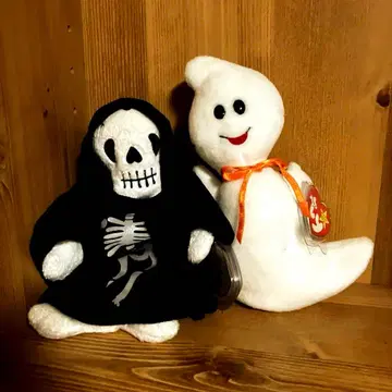 비니 베이비즈 스켈레톤과 고스트 봉제 인형 세트 스푸키
