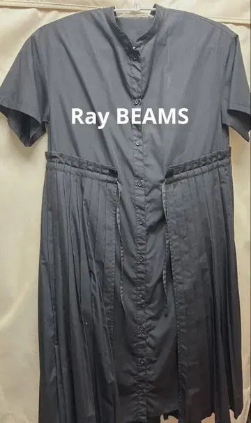 Ray BEAMS 블랙 셔츠 원피스 반팔