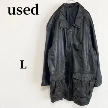 used 구제 의류 가죽 코트 블랙 빈티지 코디 아메카지