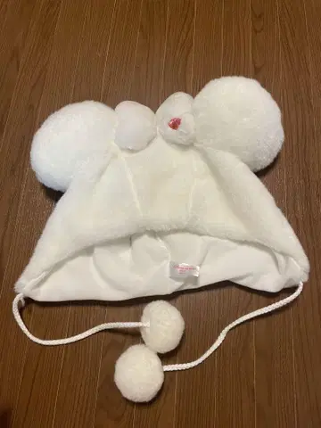미니 화이트 귀도리 모자 폼폼 포함