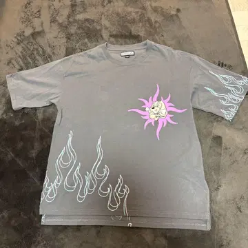 GALFY CRUTCH BRAND 프레임T셔츠 중형견 남성용 L 그레이