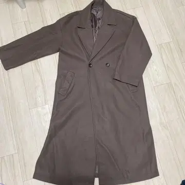 브라운 더블 브레스트 롱 코트