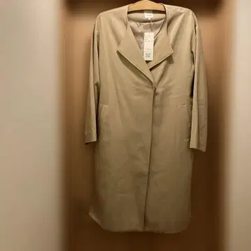 테치치 베이지 라펠 컬러 롱 코트