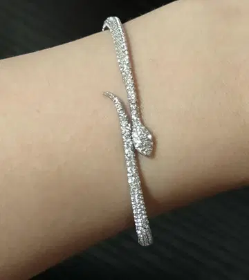 스와로브스키 Swarovski Snake 뱀 디자인 실버 뱅글