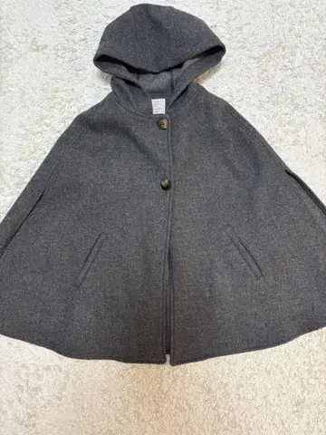 ZARA girls 그레이 후드 부착 케이프 코트