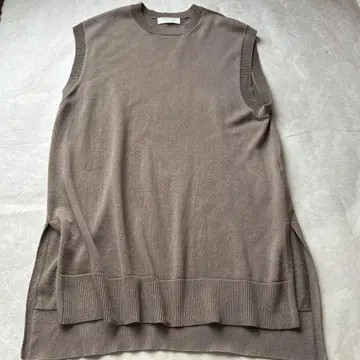 kagure 코튼 실크 니트 베스트 롱 기장 사이드 슬릿